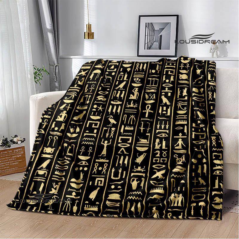 Egyptian pictograph symbol printed blanket Picnic blanket Warm Flannel blankets Home bed linings blankets for beds Birthday Gift
