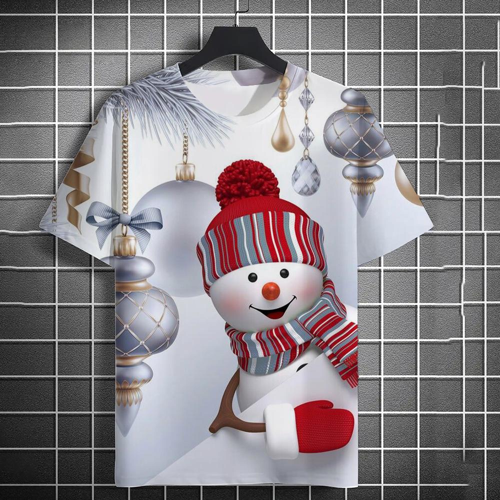 Men's T-Shirt Kids T Shirts 3D Santa Claus Printed Short Sleeve Christmas T-Shirt Trendy Christmas Casual Clothing Tops