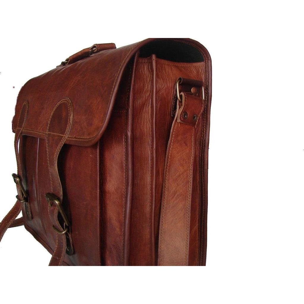 Sacoche Messenger en Cuir Véritable Vintage pour Homme Sac à Bandoulière Satchel Business