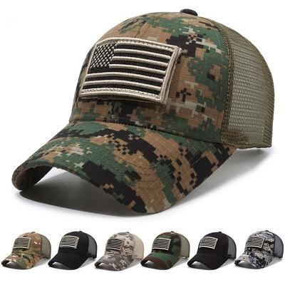 Embroidery American Flag Sticker Baseball Cap Unisex Outdoor Camouflage Sunscreen Hat Men Women Adjustable Breathable Cap