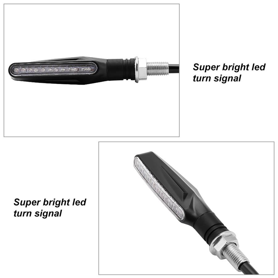 Pair  Flowing Universal Motorcycle Motorbike 12 Led Turn Signal Indicator Light