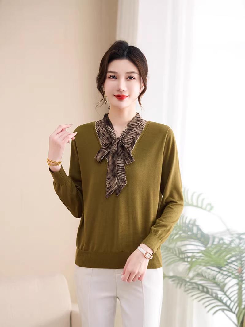 

Stylish Two-in-One Knit T-Shirt for Middle-Aged & Elderly Women - Spring & Autumn Collection 2XL (recommended 135-150 jin)