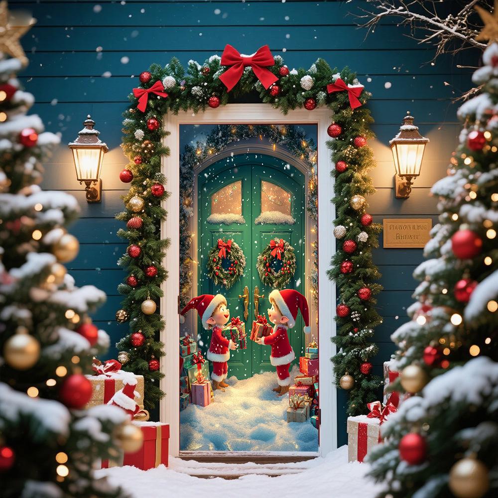 Cross-Border JIT Christmas Door Hanging Tapestry: Festive Decoration for Party and Room