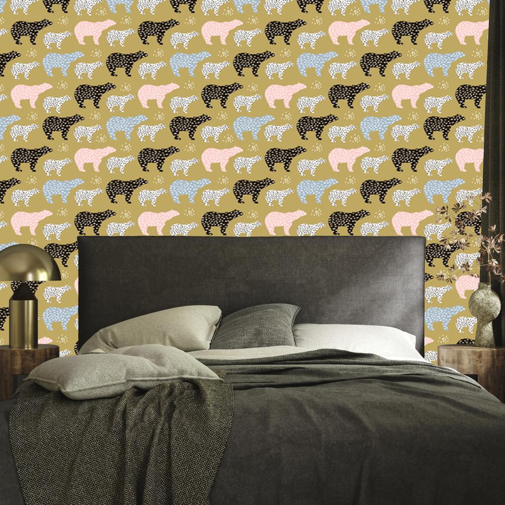 Wallpaper Colorful Bears in Scandinavian Style 50x1000