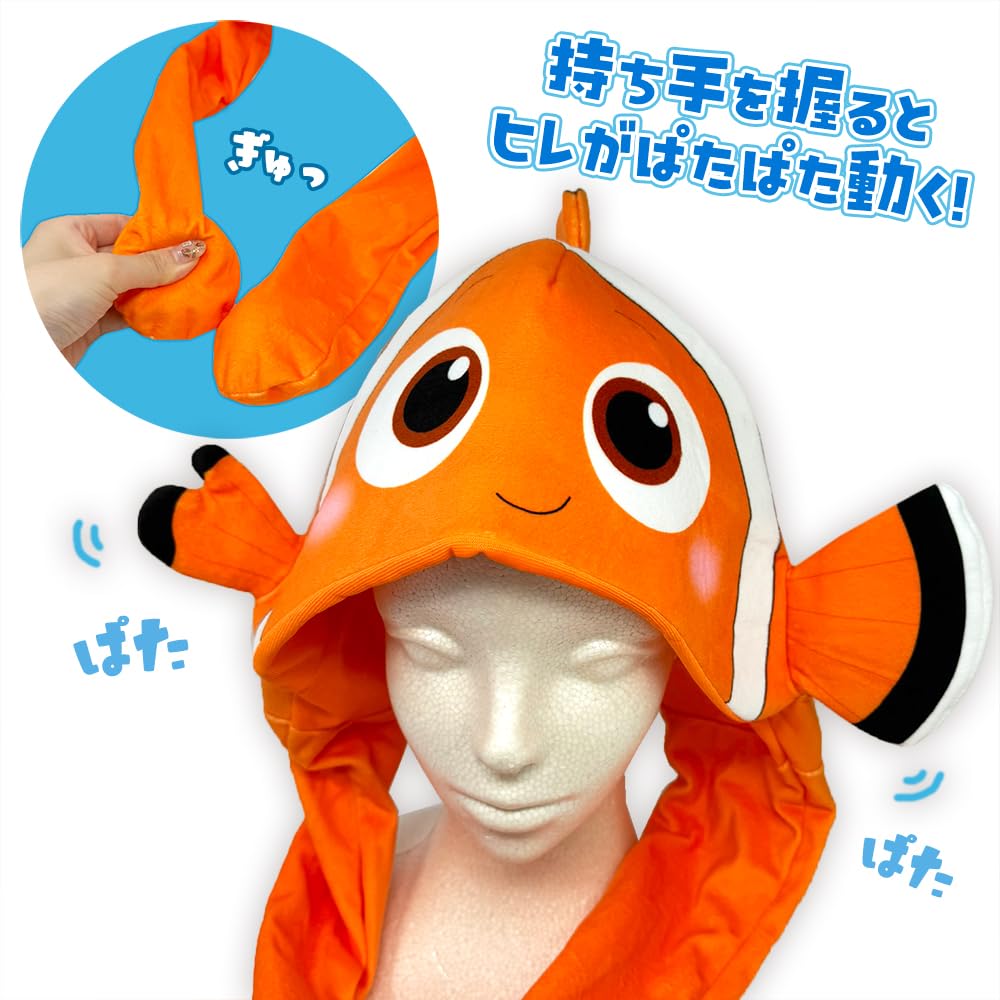 Findet Nemo Pyoko Pyoko Plüschtier mit Hut, ca.. 64cm, Inklusive Spielzeug-Diamant (Nemo (Orange))