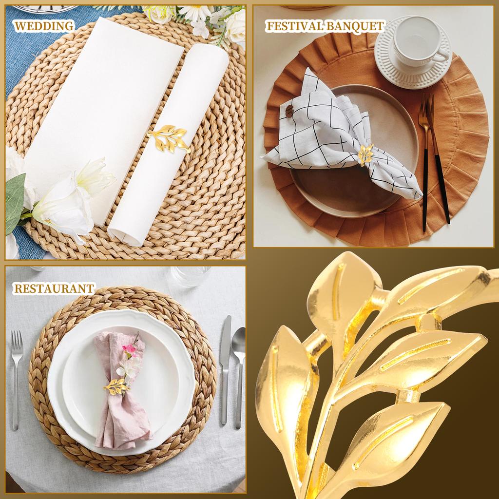 50/100Pc Napkin Rings Gold Table Napkins Holder Reusable Napkin Ring Holder Exquisite Napkins Ring Set for Hotel Home Decoration