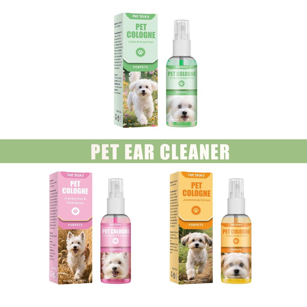 Alcohol-Free Pet Cologne - 50ml Deodorizing Spray for Cats & Dogs, Export-Grade English Packaging