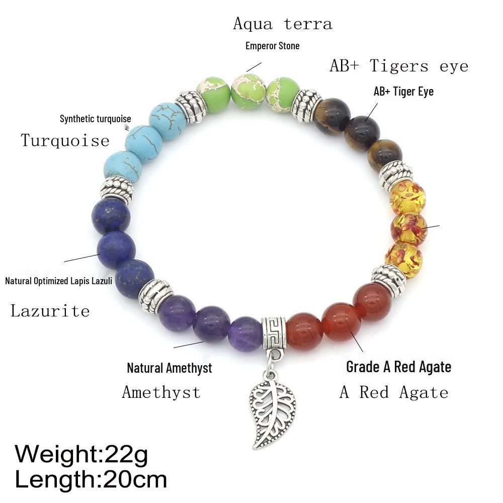 Colorful Stone Beaded Leaf Bracelet - Trendy Accessory