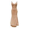 Women Evening Dress Deep V Neck Split Hem Sequin Skinny Fishtail Hem Back Zipper Closure Sleeveless Prom Cocktail Party Dress Floor Length Ball Gown