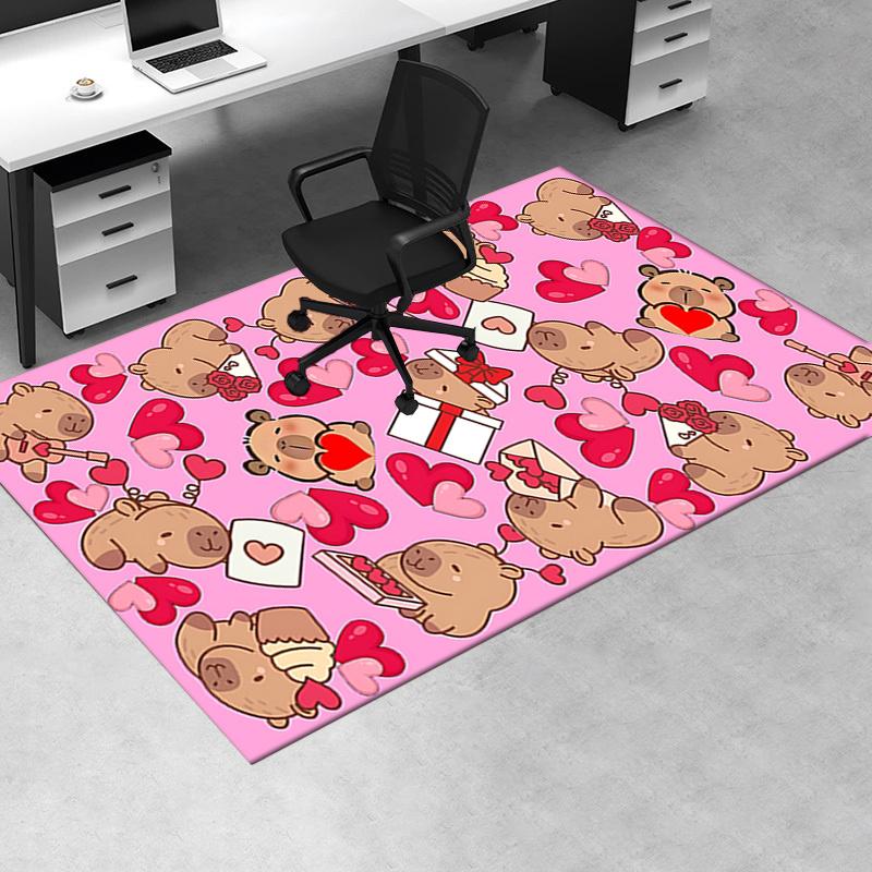 Chair Mat: Cute capybear Heart Chair Mat for Office Carpet Large Size Home Decor, Sofa Rug, Desk Pad Gift for Bedroom, Living Room, and All Rooms