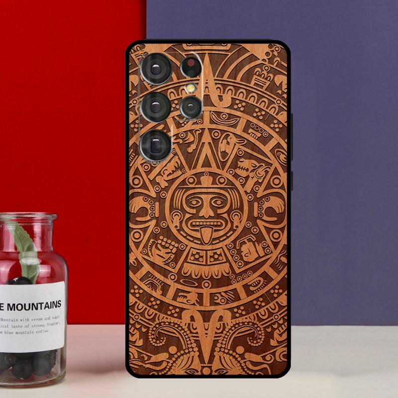 Mayan Calendar Wood Pattern Funda Case For Samsung Galaxy S25 Ultra S9 S10 S20 S21 S22 Plus S23 Ultra S24 FE Phone Cover