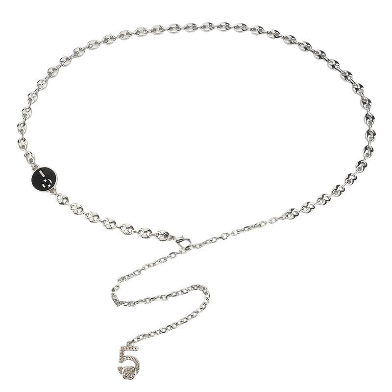New Fashion Women's Metal Waist Chain Digital Buckle Decorative Dress European and American Style Women's Body Chain