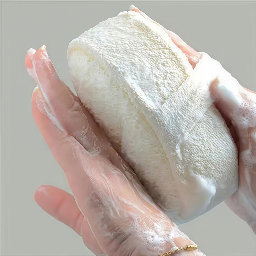 Loofah Sponge Pad - Natural Loofah and Terry Cloth Shower and Bath Body Scrubber, Smooth Skin, Essential Personal Care