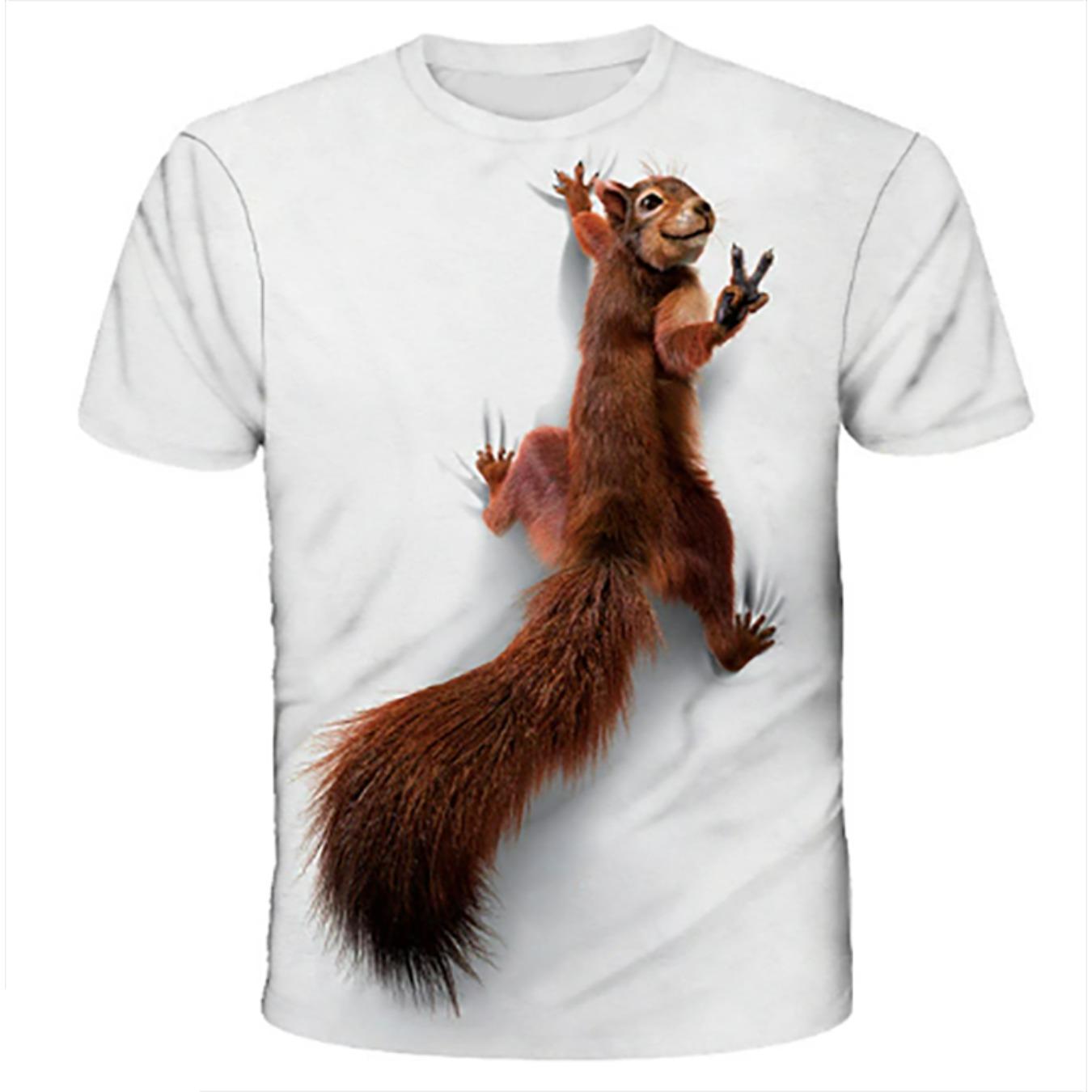 

Модные забавные футболки с принтом белки в формате 3D, уличная одежда для мужчин, летние повседневные футболки Harajuku большого размера с круглым вырезом, футболки, топы, одежда M