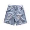 Ripped Denim Shorts Men's Trendy Brand Loose Large Size Straight Five-point Pants Casual Breeches