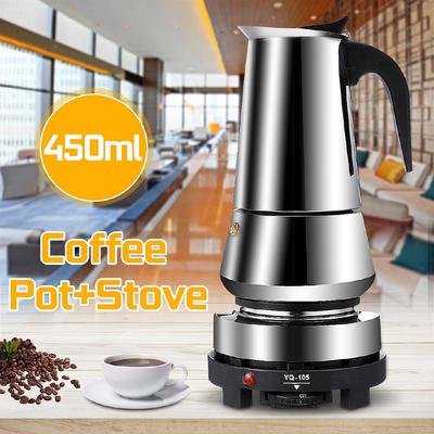 Cafetière Italienne Moka Percolateur + Cuisinière Acier Inoxydable 9 Tasses 450ml