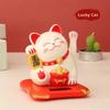 Mini Fortune Cat Figurine Solar Powered Waving Hand Cat Ornaments  Car Decor