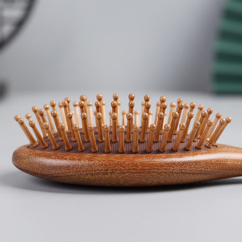 Golden Sandalwood Air Cushion Massage Comb - Retro Solid Wood Long Hair Comb for Ladies