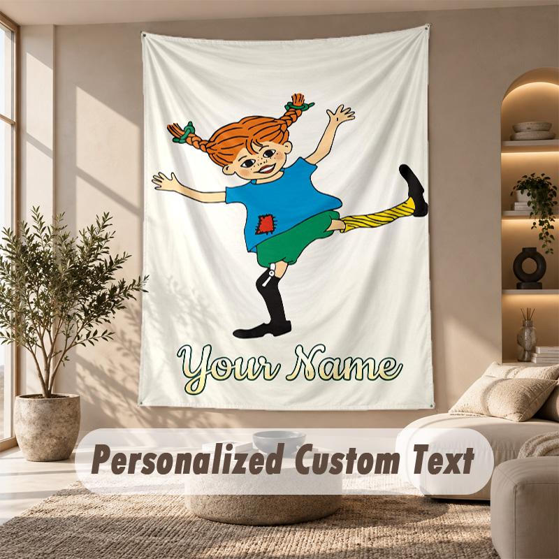 Tapestry Custom Name Text, Wall Hanging Tapestry Home Room DecorPippi Longstocking