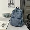 Denim Backpack Large Capacity Student Schoolbag Travel Commuter Backpack