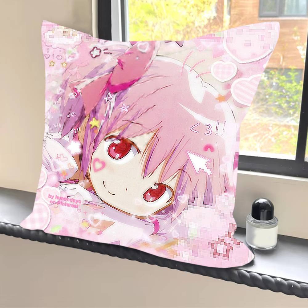 Anime M-Madoka M-Magica CUTE GIRL  Pillowcases Cushion Covers Living Room Sofas Home Decor Gifts