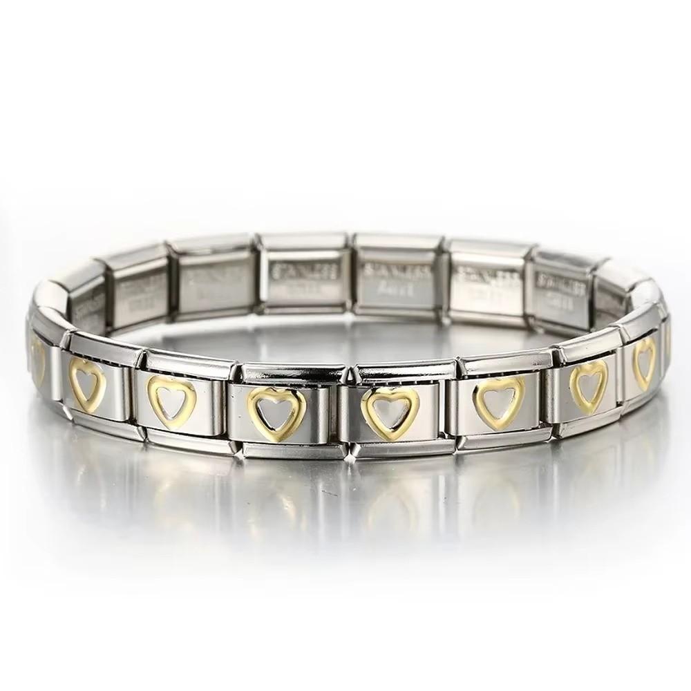 9mm Modulares Edelstahlarmband Quadratisch Elastische Handkette Geburtstag