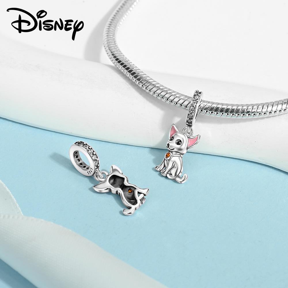Disney 925 Silver Mickey and Flower Fairy Pendant Beads Suitable for Girls To DIY Original Bracelets Fashion Gifts
