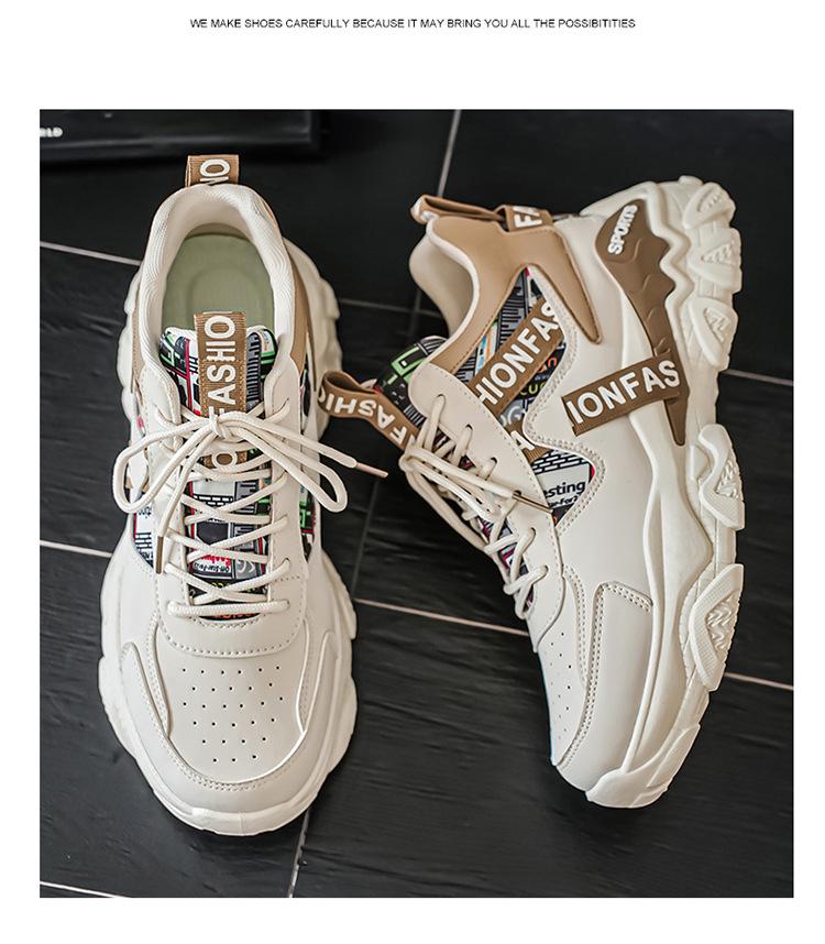 Men's Height-Increasing High-Top Sneakers - Trendy, Versatile, Thick-Soled Casual Running Shoes.