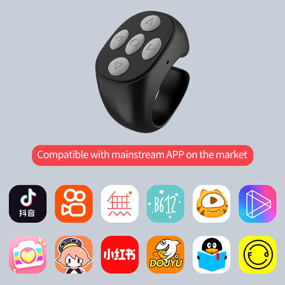 For TikTok Ring Bluetooth Remote Control Fingertip Selfie Video Controller Automatic Page Turner Browsing Controller