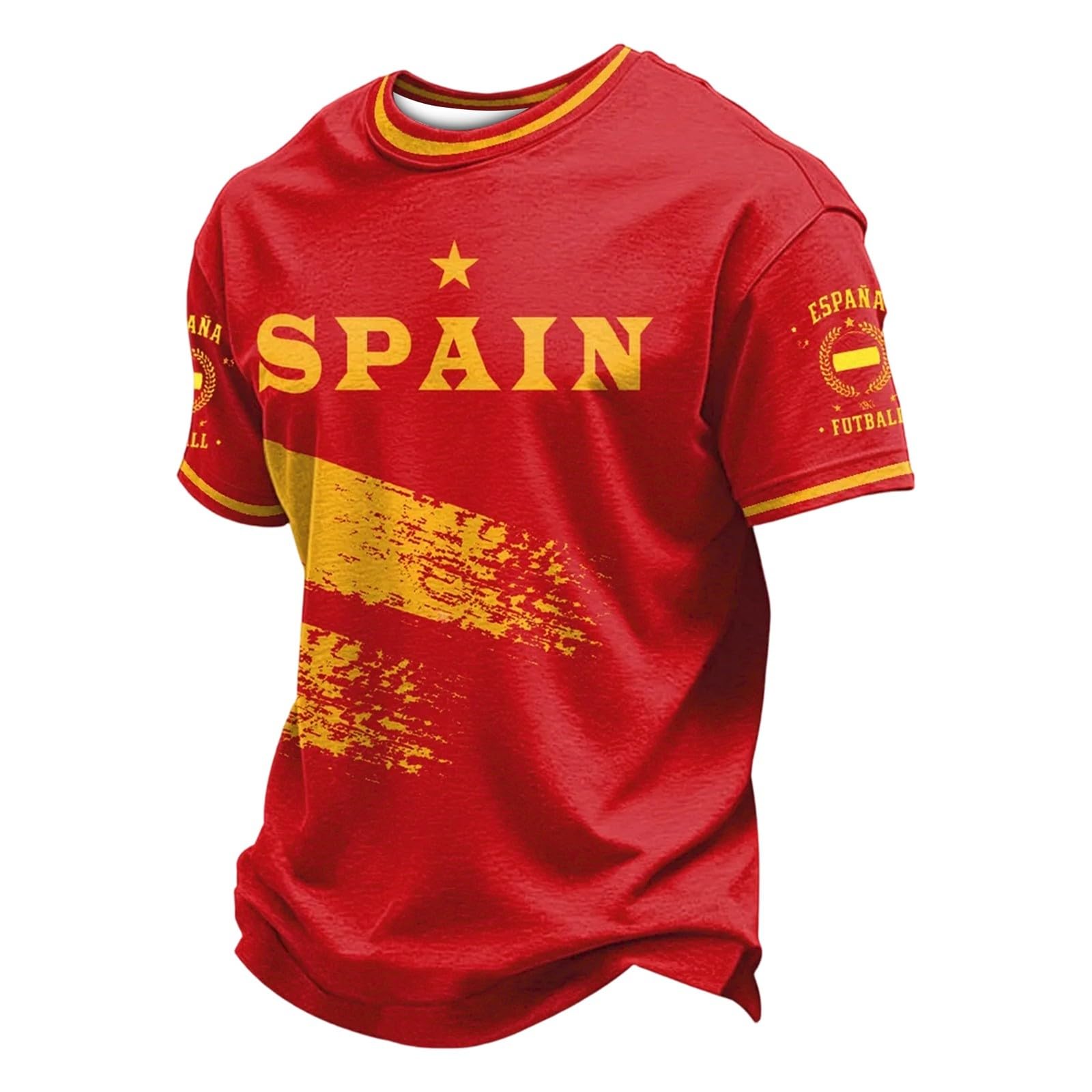 Men s Round Neck T-shirt with Football Graphic Print L