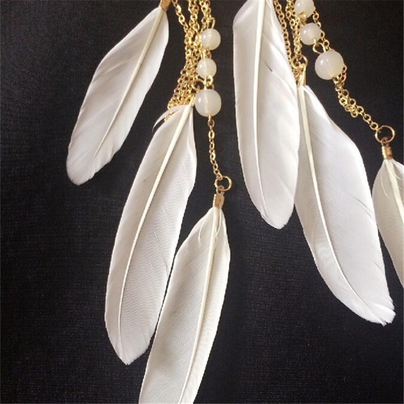 New Bohemia Ethnic Feather Beads Long Design Dream Catcher Earrings For Women
