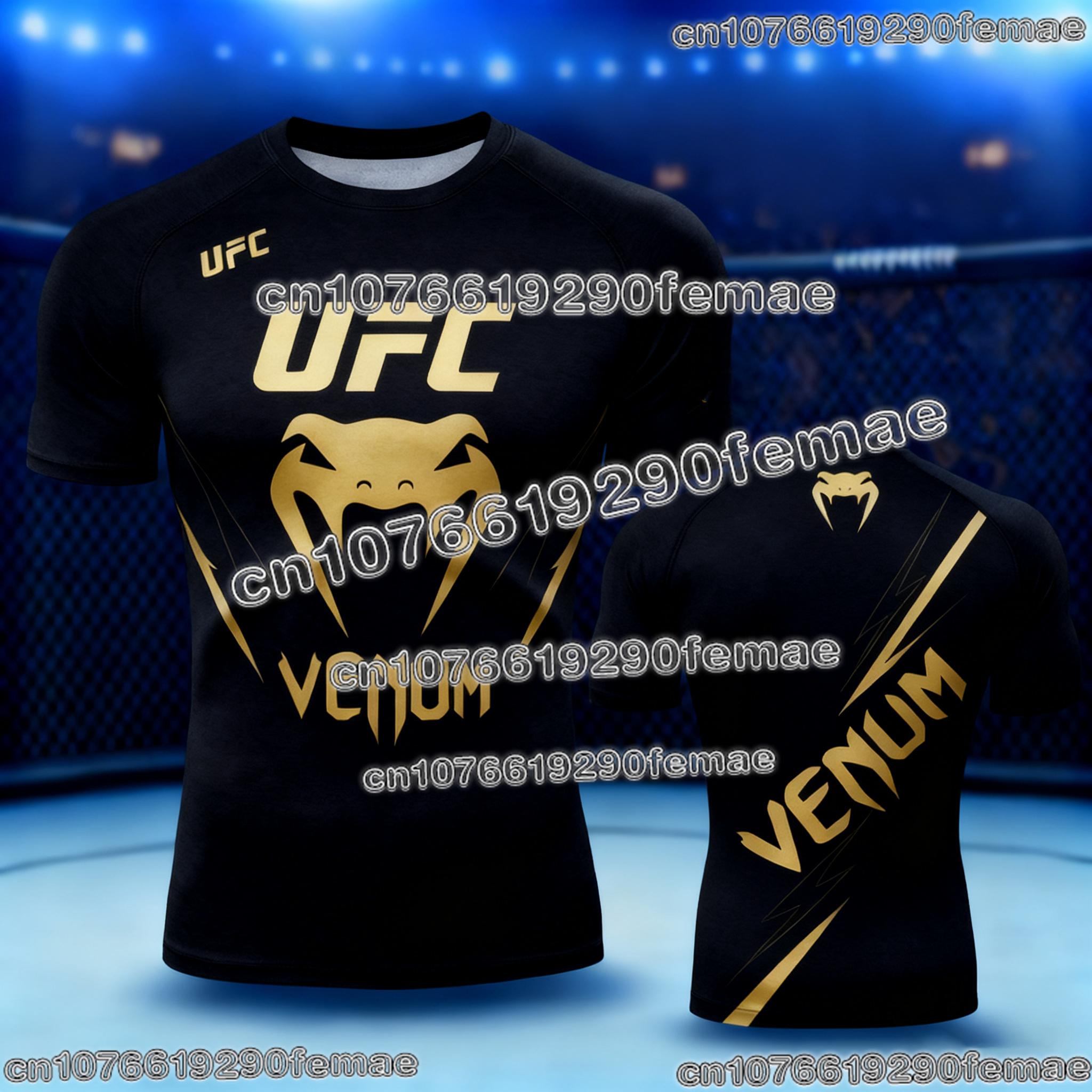 Baibao QIQI UFC 3D Print T-shirt Heren Korte Mouw Ronde Hals Sportkleding Top voor Boksen Fitness Sportschool Training Casual Zomer Mode XL
