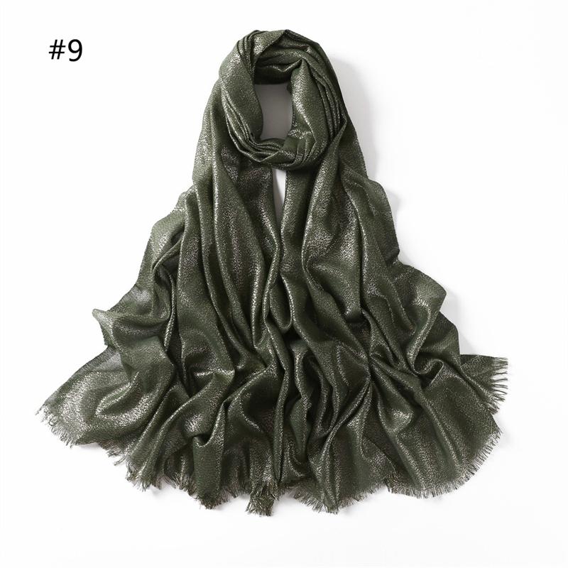 23 Colors Glitter Hijab Cotton Scarf Wraps Plain Shawls Rayon Fabric Silk Silver Wire Headscarf Muslim Scarf Women Instant Hijab