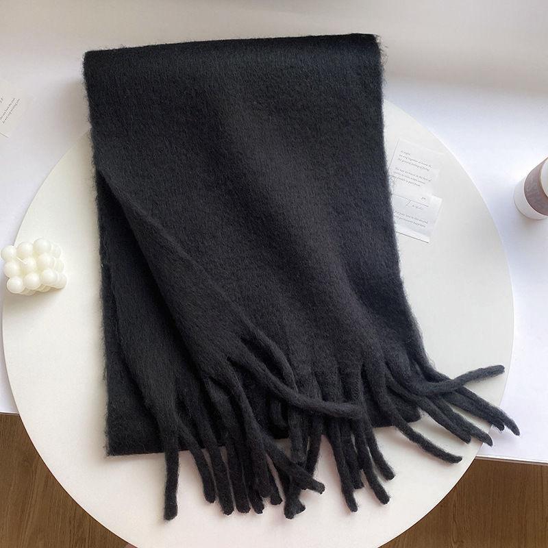 Korean Style Colorful Soft Scarf Female Solid Color Couple Scarf Thickened Warm Soft Girl Student Tassel Versatile Mohair