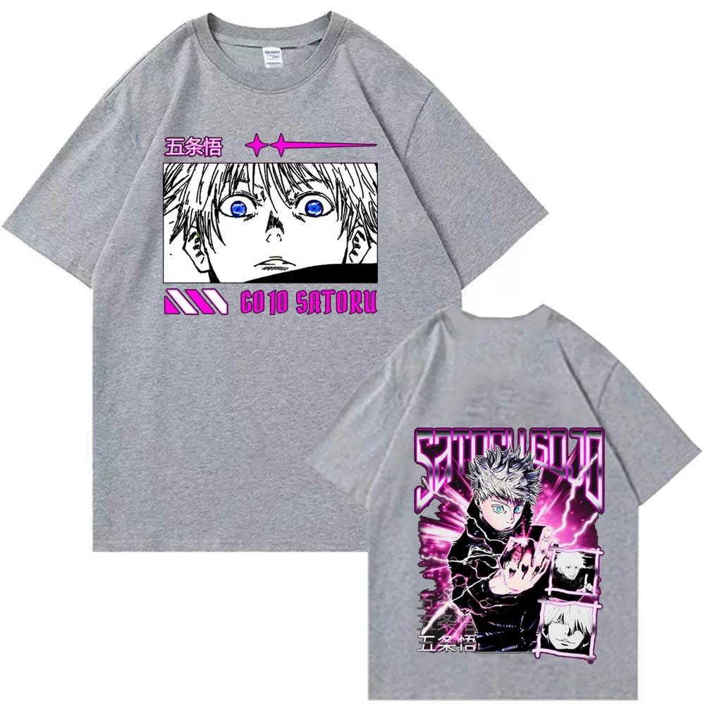Jujutsu Kaisen Satoru Gojo Anime Herren T-Shirt Sommermode Neu Harajuku O-Ausschnitt Reine Baumwolle Kurzarm Shirt Top Fan Geschenk