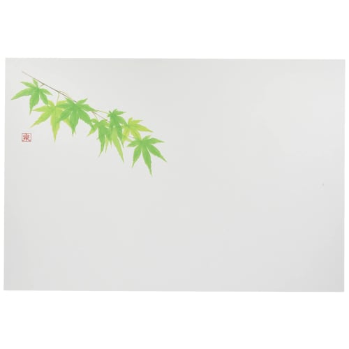 Wakaizumi Lacquerware High-Quality Paper Mats, 13-inch Long Table Mats, Flower and Tree Series, Green Maple, 100 Sheets, B-25-94