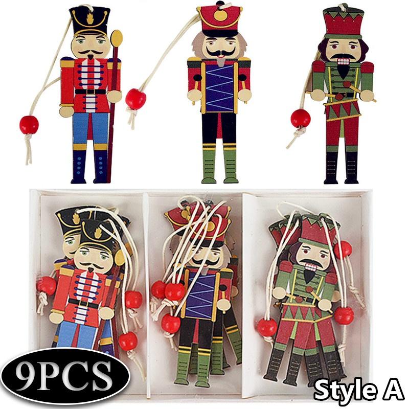 

Рождественский набор деревянных украшений «Щелкунчик» для рождественской елки, ореховый солдат, подвесная кукольная игрушка, домашний декор, новогодние подарки Style A