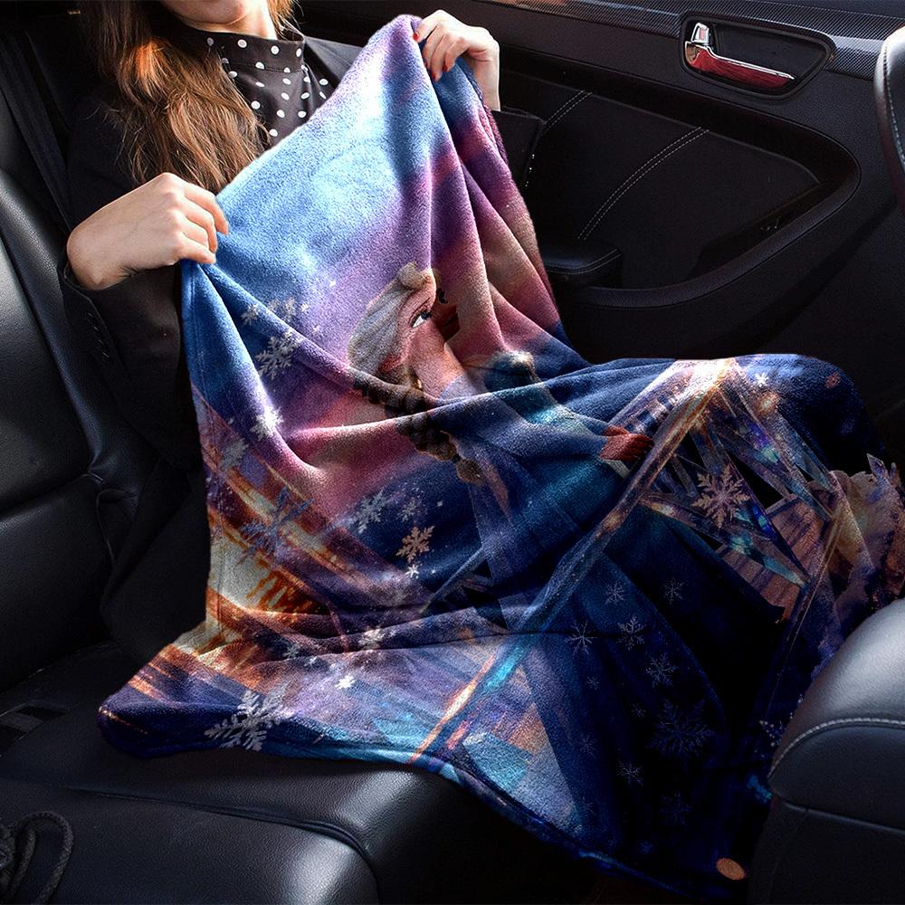 1pc snowflake, Elsa blanket Lightweight Flannel Throw for Sofa Bed Travel Camping Livingroom Office Couch Chair