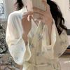 High-Quality Imitation Cotton Bow Pajama Nightgown - Cute, Loose, Long Sleeve Bathrobe for Women