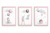 Zestaw Plakatów Dla Dziecka Króliczki Balony Pastelowy Róż Obrazy 30x40