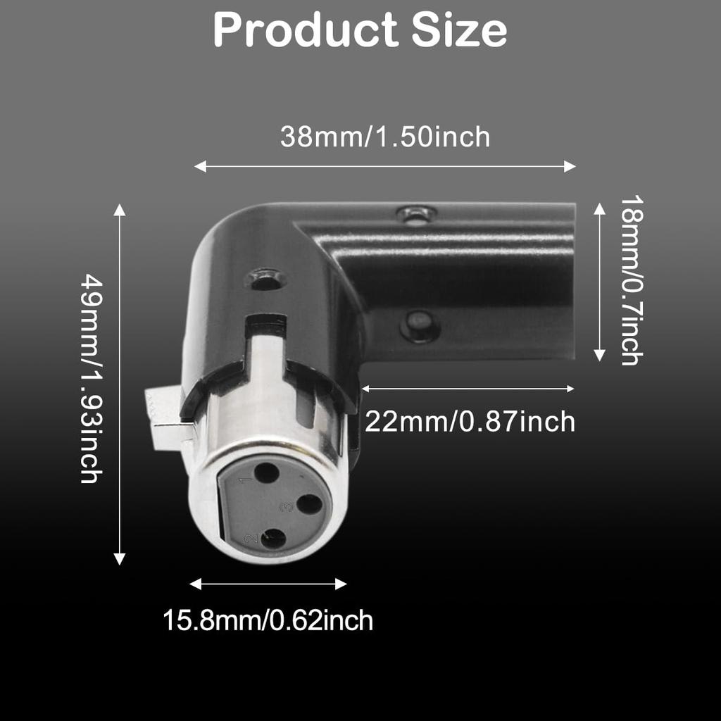 Xiatiaosann XLR Angle Adapter 3-Pin Dual Male To Female Connector 90 Degree Adjustable 4 Different Angles RightLeft Plug Socket for Mixer Microphone