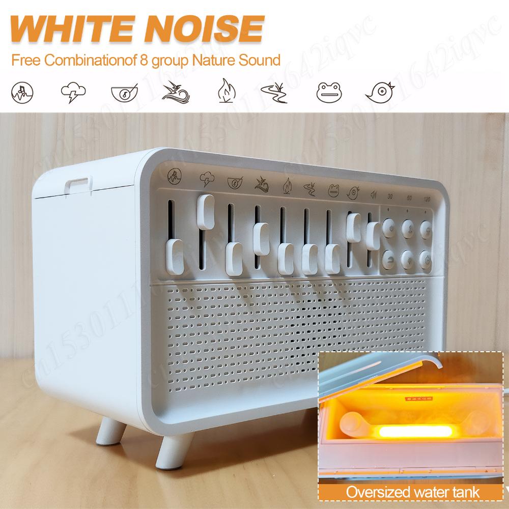 2025 New White Noise Machine Diffuser Sleep Sound Machine Essential Oils Humidifier Aroma Diffuser Night Light Bluetooth Speaker