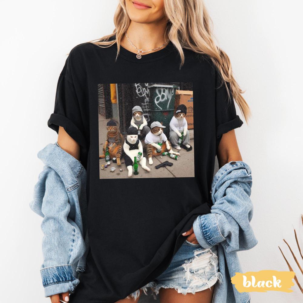 Comfort Colors? Funny Cat Gang Vintage ShirtFunny Cat Meme ShirtSarcastic Tshirt Unisex Oversized Shirt Funny Gang Tee M
