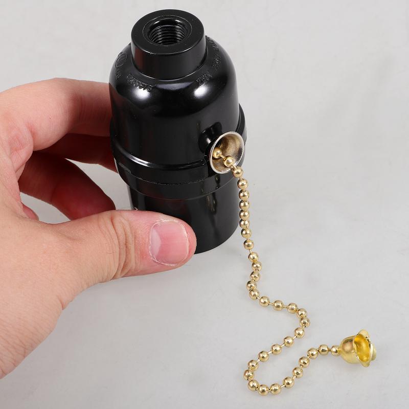 3D Printed E27 Lamp Holder Pull Chain Socket Black Plastic Lighting Accessory Lamp Base With Pull Chain Light Fixture