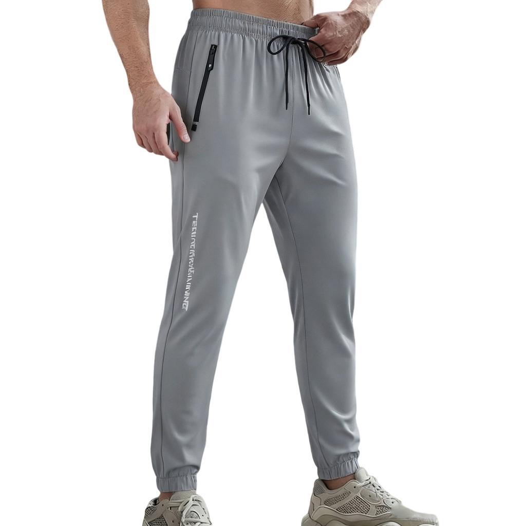Men's Casual Pants - Men's Model With Zipped Pockets, Elastic Waist, Lightweight And Breathable Sports Pants