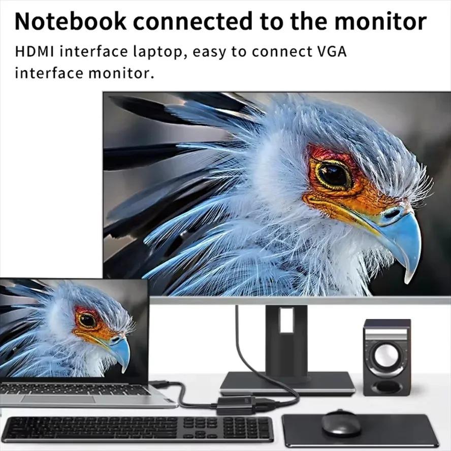 1080P HDMI til VGA-konverter HDMI-kompatibel til VGA-kabeladapter med 3,5 mm jack lyd strømforsyningskabel for nettbrett bærbar PC TV
