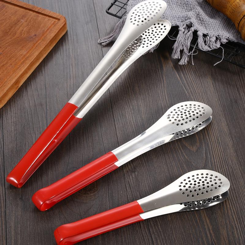 Stainless Steel Kitchen Non-Slip Food Clips Buffet Steak Salad Tongs for Barbecue Cake Bread Baking Clamp Cooking Kitchenware