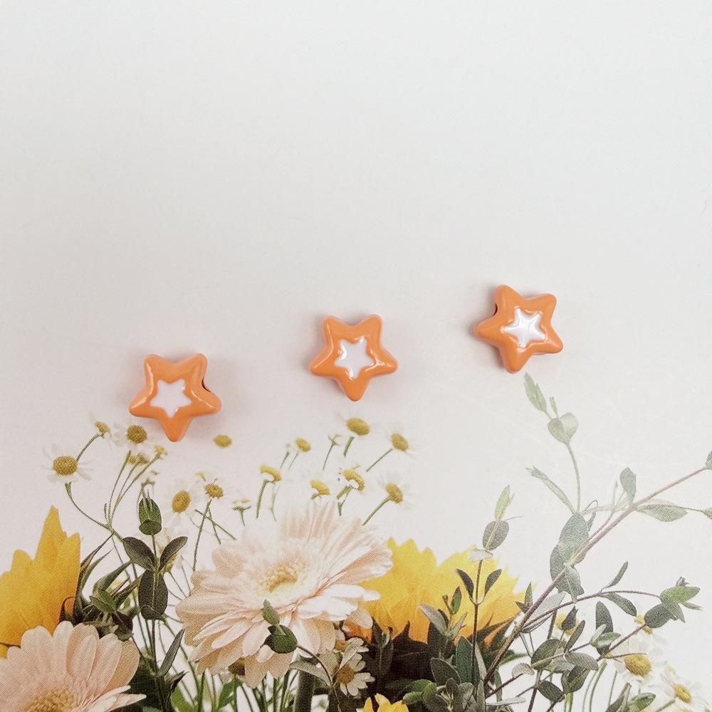 Double-Sided Enamel Star Bead DIY Phone Chain Bracelet Keychain Accessory Double-Sided Enamel Five-Pointed Star Alloy