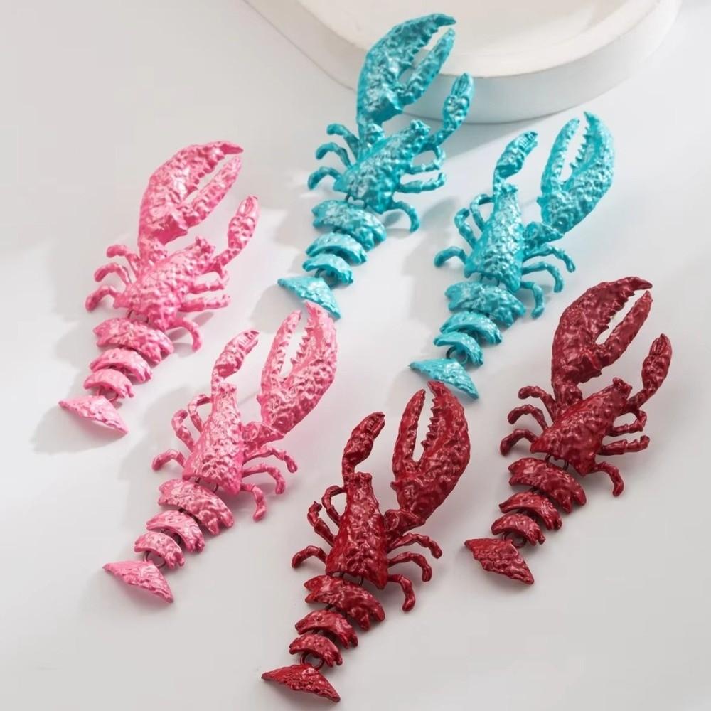 Large Size Lobster Earrings Spray-painted Animal Drop Earrings Women Accessories