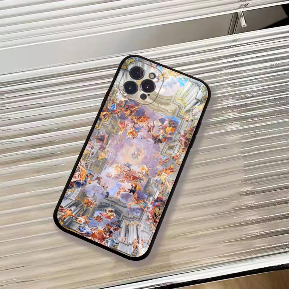 R-Renaissance art Painting Phone Case For iPhone 17,16,15,14,13,12,11 Plus,Pro Max,XS,Soft Black Cover